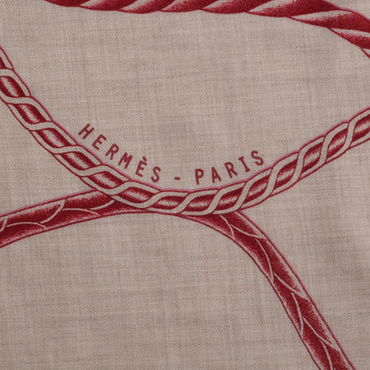 Hermes Cashmere Silk Robe Du Soir Shawl 140 Naturel Rouge H Bois de Rose 3 of 6