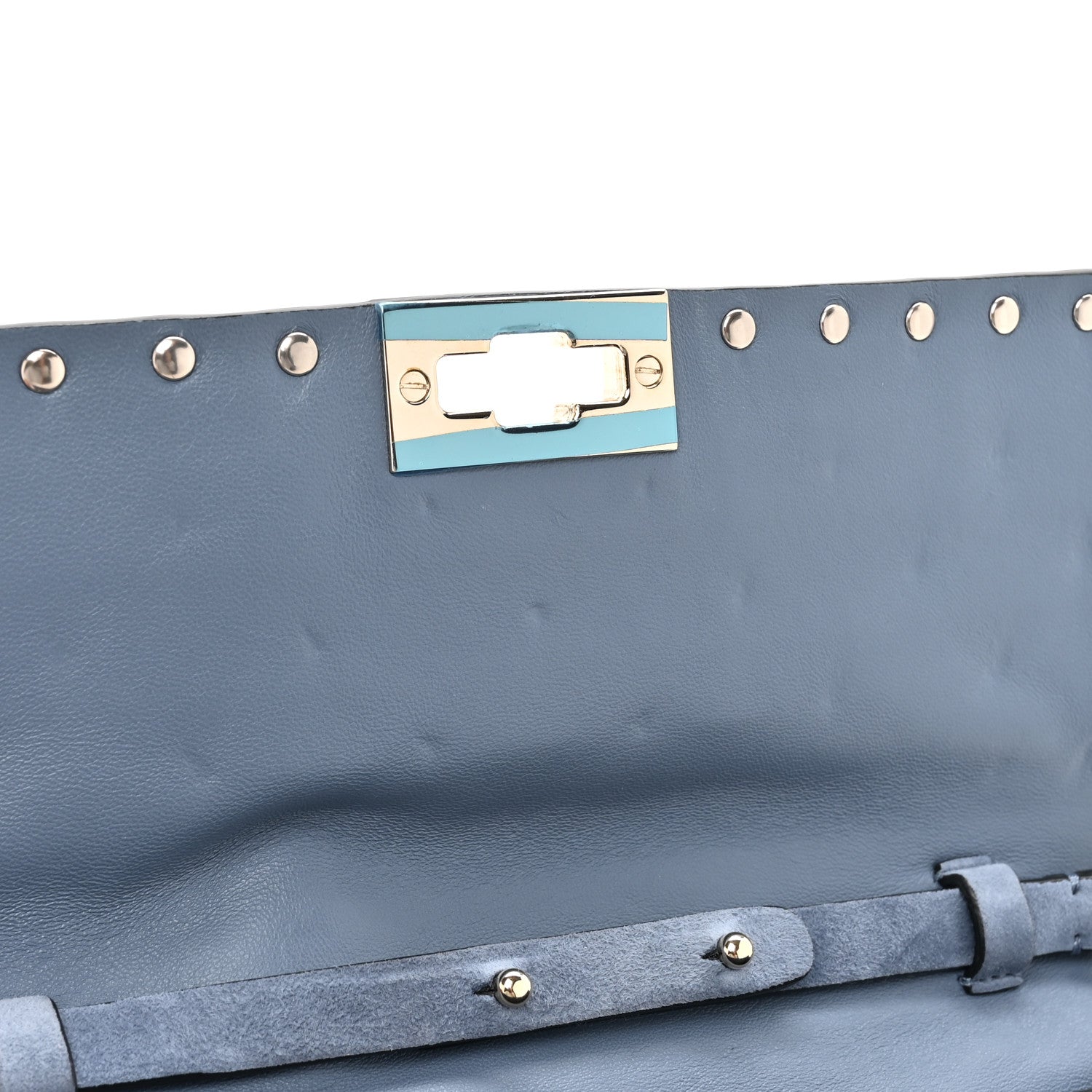 Valentino Garavani Suede Rockstud Spike Wallet on Chain Bright Blue 11 of 12