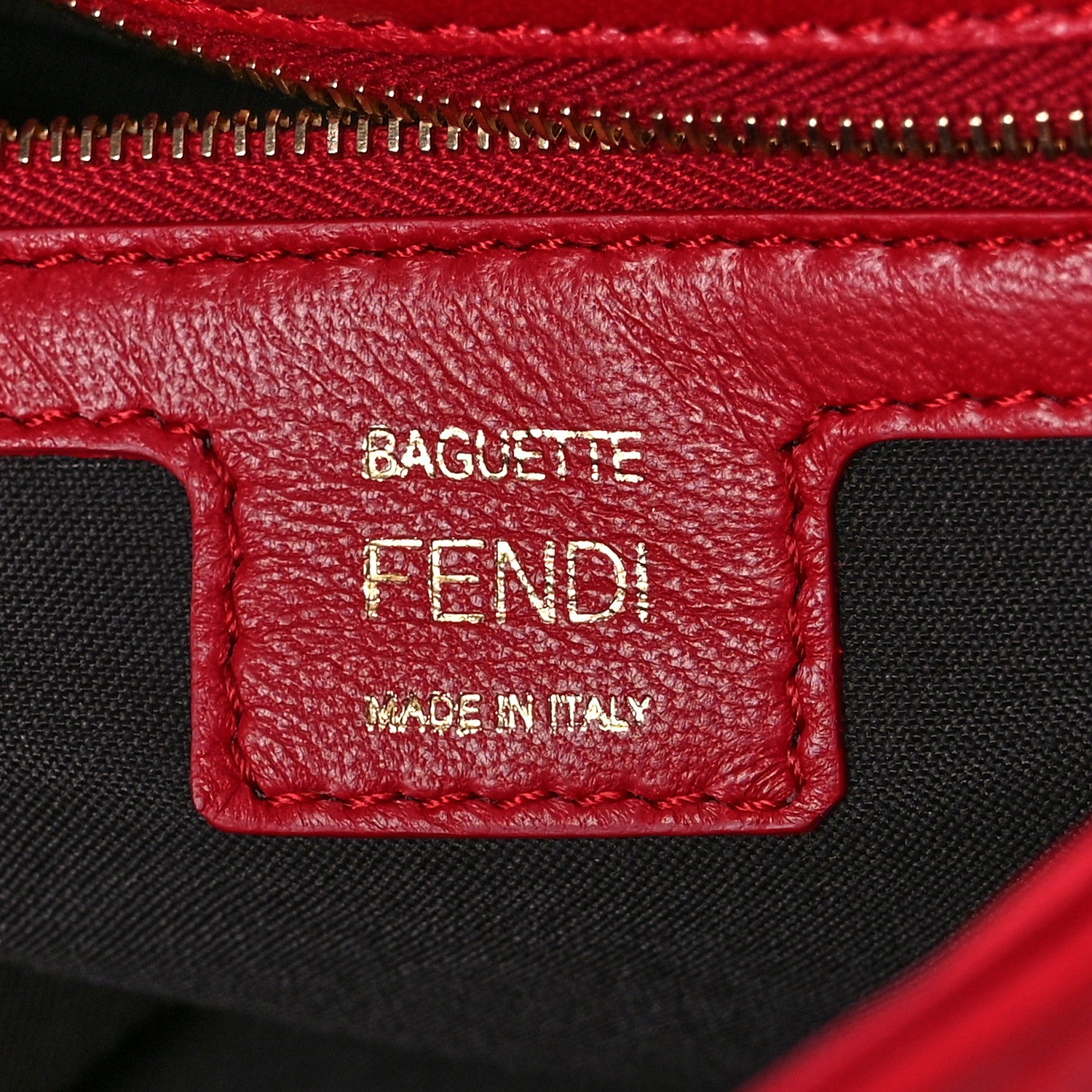 Fendi Nappa FF 1974 Embossed Large Baguette Fragola 6 of 10