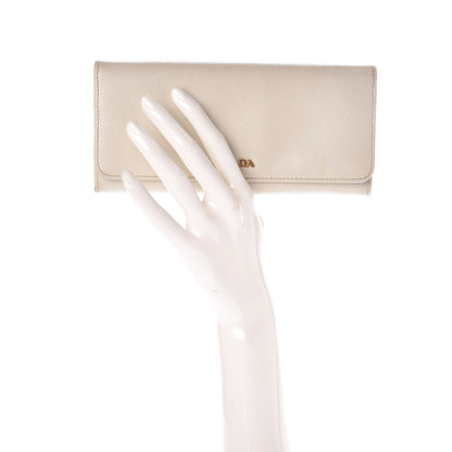 Prada Saffiano Colour Continental Flap Wallet Talco Hibiscus 2 of 11
