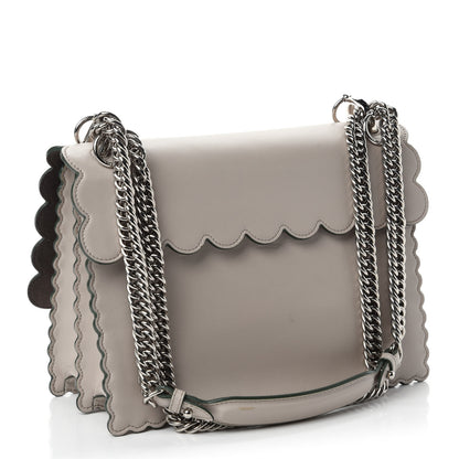Fendi Vitello Liberty Scalloped Studded Kan I Shoulder Bag Grigio Polvere 4 of 12