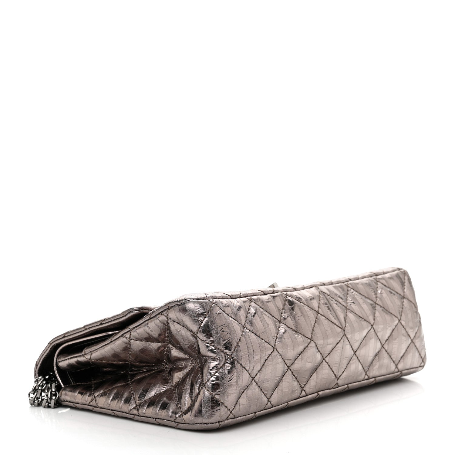Chanel Metallic Calfskin Striped 2.55 Reissue 226 Flap Dark Silver 4 of 12