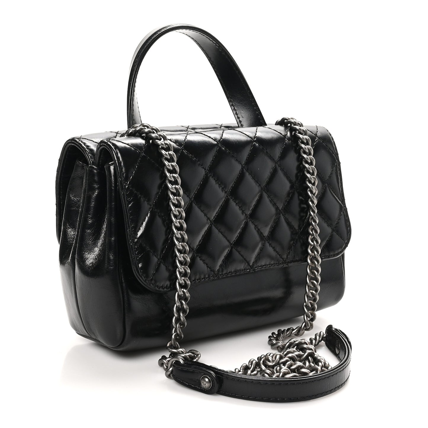 Glazed Calfskin Pilot Essentials Flap Black