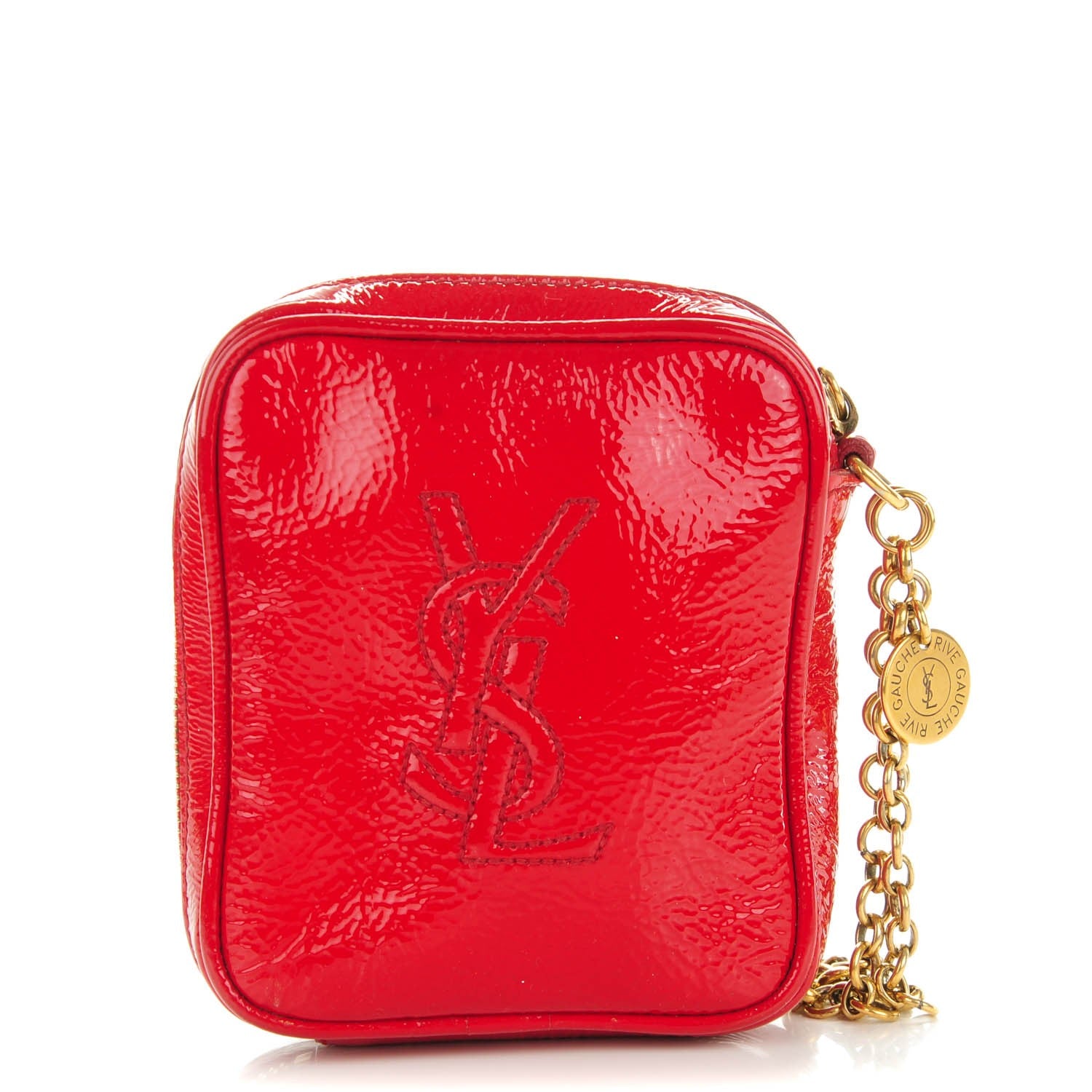 Saint Laurent Textured Patent Mini Wristlet Red 1 of 7