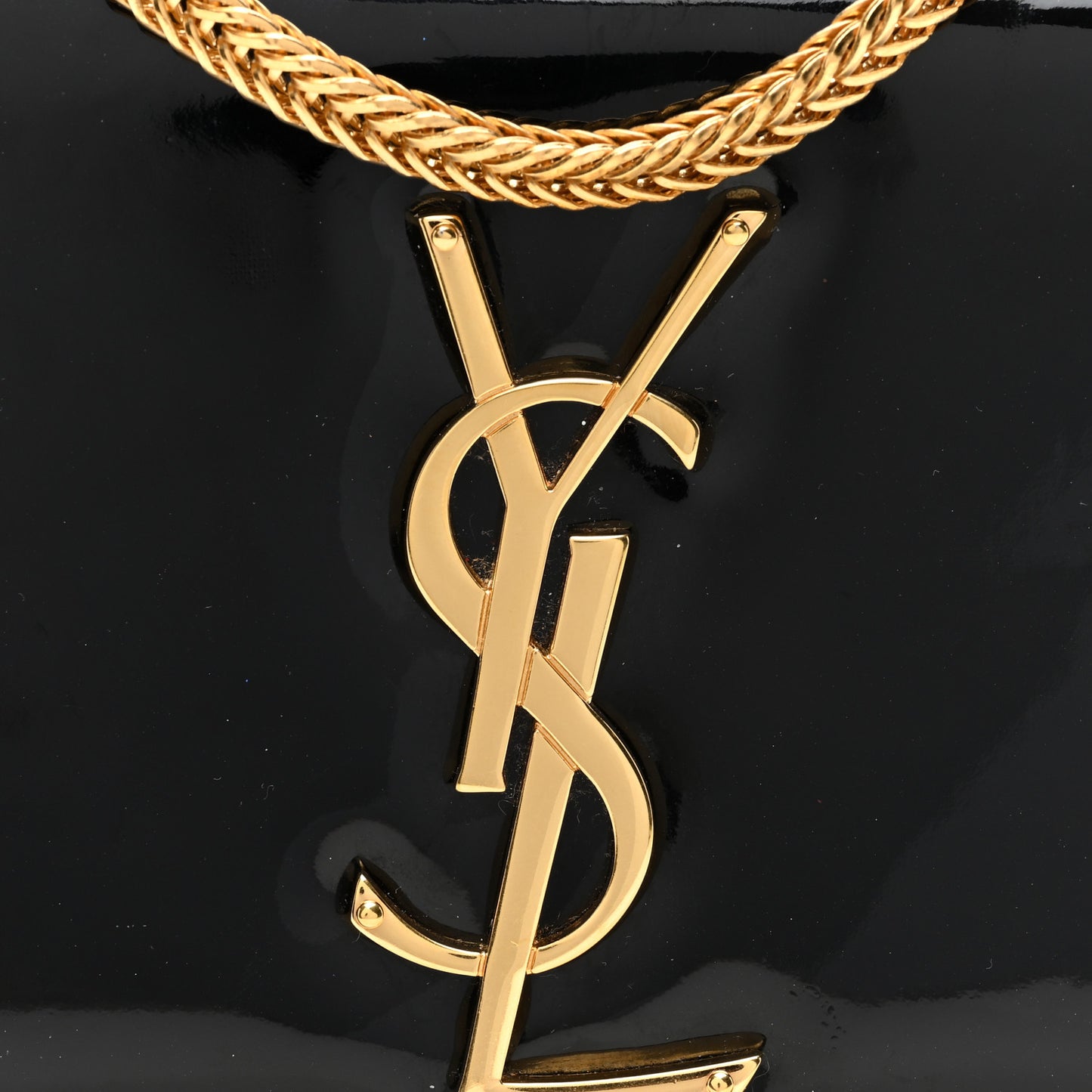 Patent Small Classic Monogram Kate Tassel Satchel Black