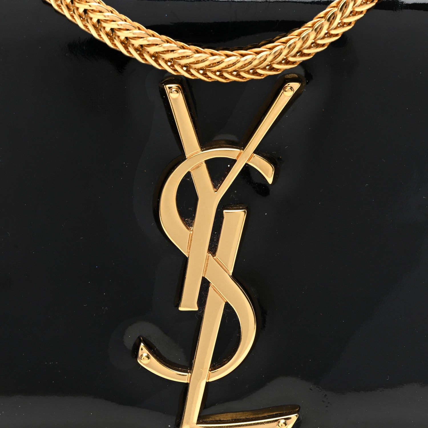 Saint Laurent Patent Small Classic Monogram Kate Tassel Satchel Black 7 of 9