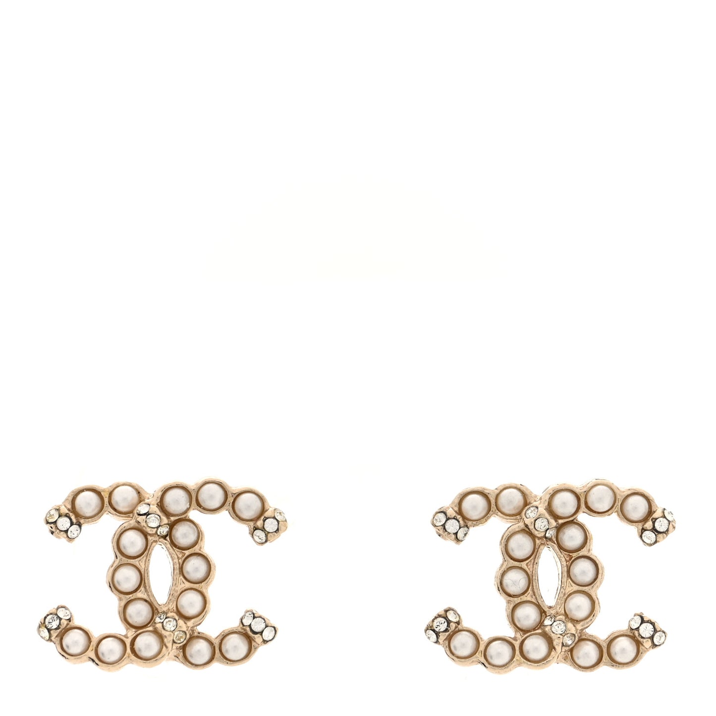 Pearl Crystal CC Earrings Gold