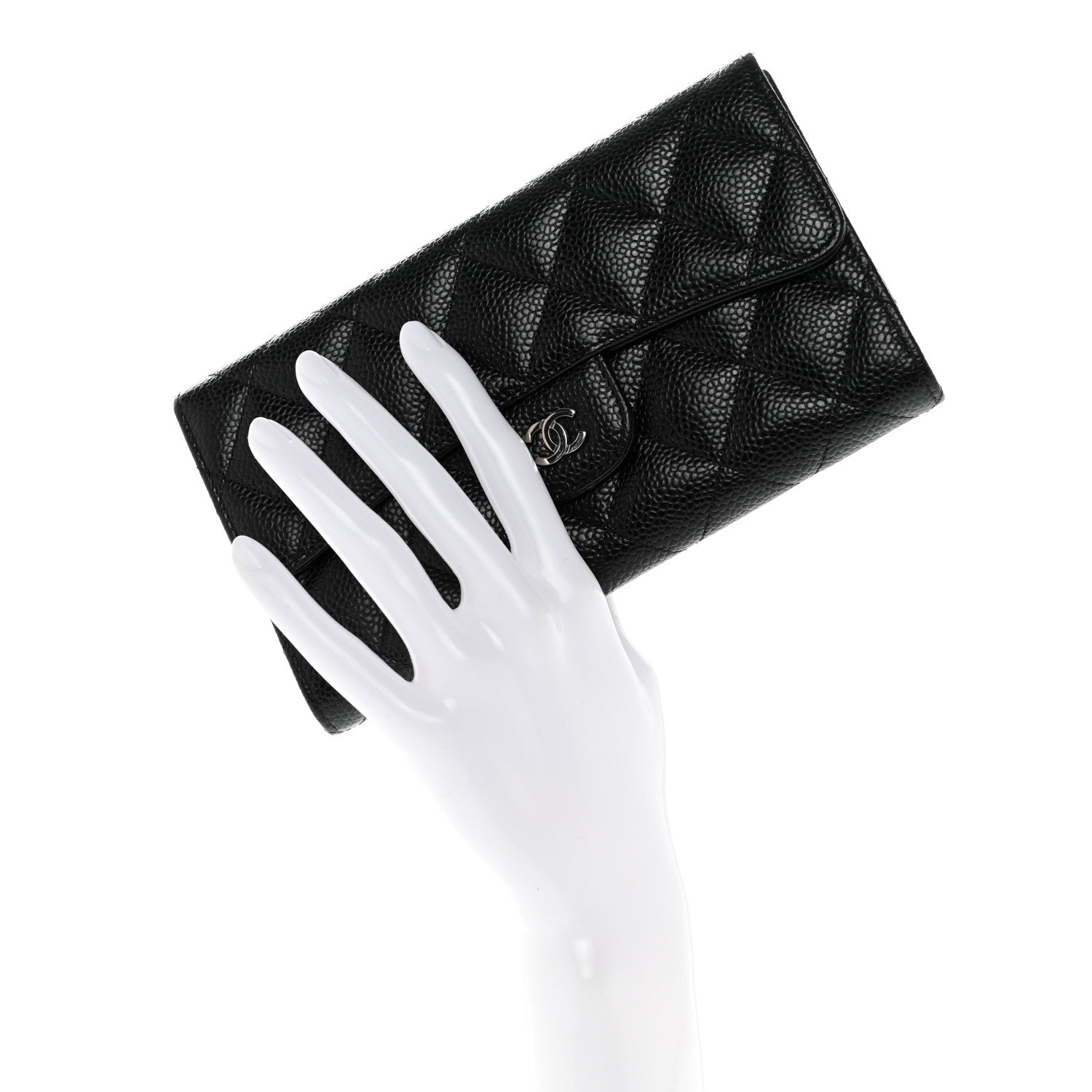 Chanel Caviar Quilted Long Flap Wallet Black 2 of 9