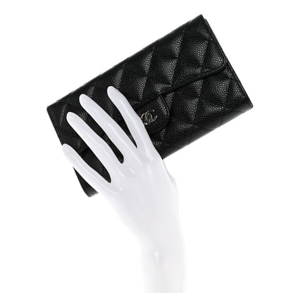 Chanel Caviar Quilted Long Flap Wallet Black 2 of 9