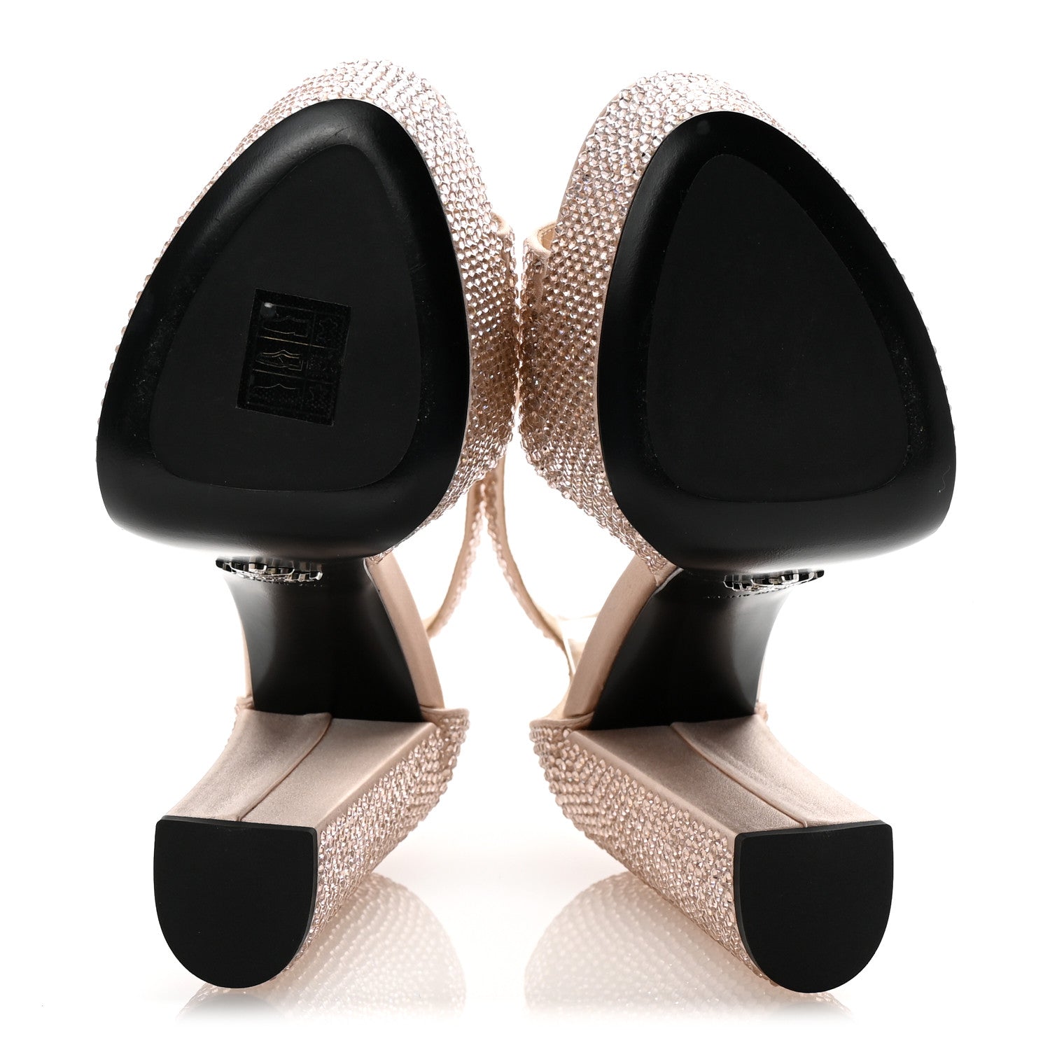 Prada Satin Crystal Triangle Logo 40/135mm Platform Sandals 36 Alabastro 6 of 8