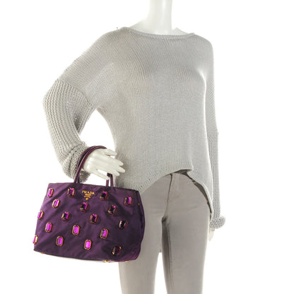 Prada Tessuto Nylon Pietre Jeweled Tote Anemone 2 of 8