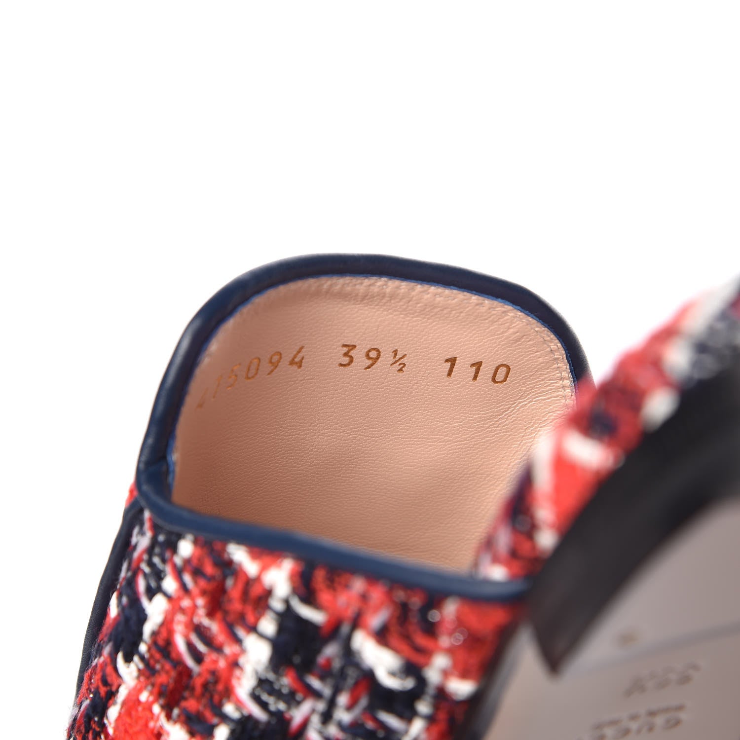 Gucci Tweed Check Womens Princetown Slippers 39.5 Hibiscus Red Royal Blue 9 of 11