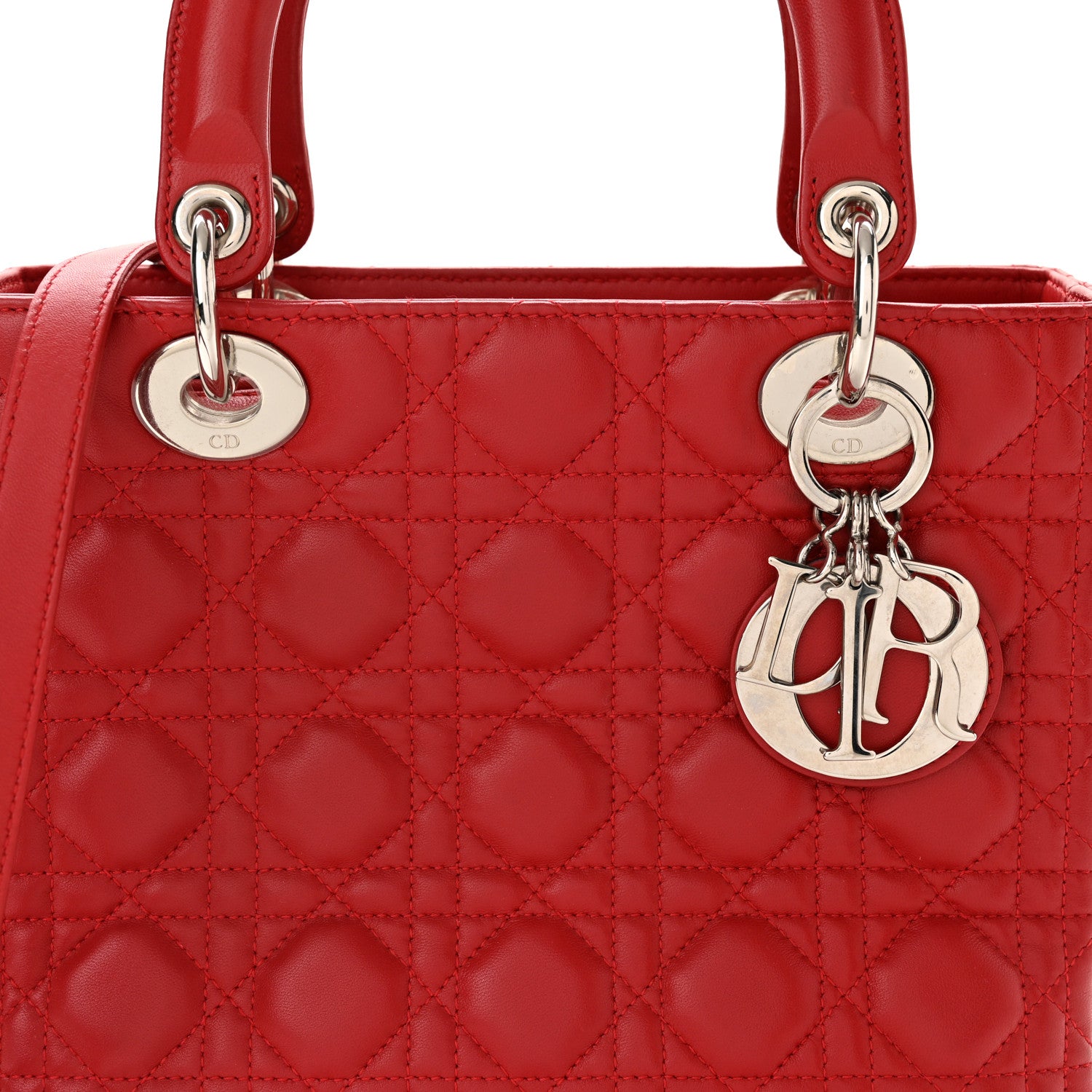 Christian Dior Lambskin Cannage Medium Lady Dior Red 8 of 10