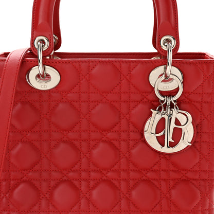 Christian Dior Lambskin Cannage Medium Lady Dior Red 8 of 10