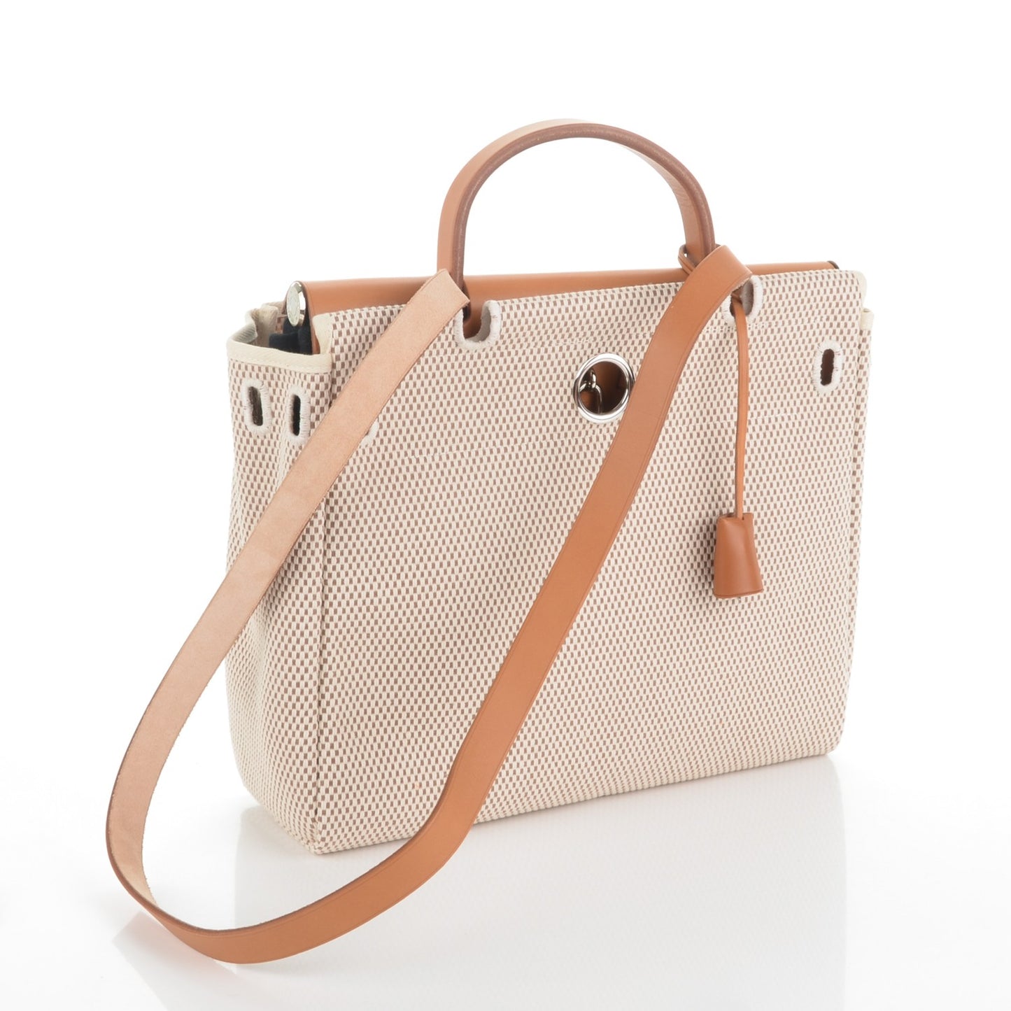 Toile Vache Calfskin Herbag 30 PM Black Natural
