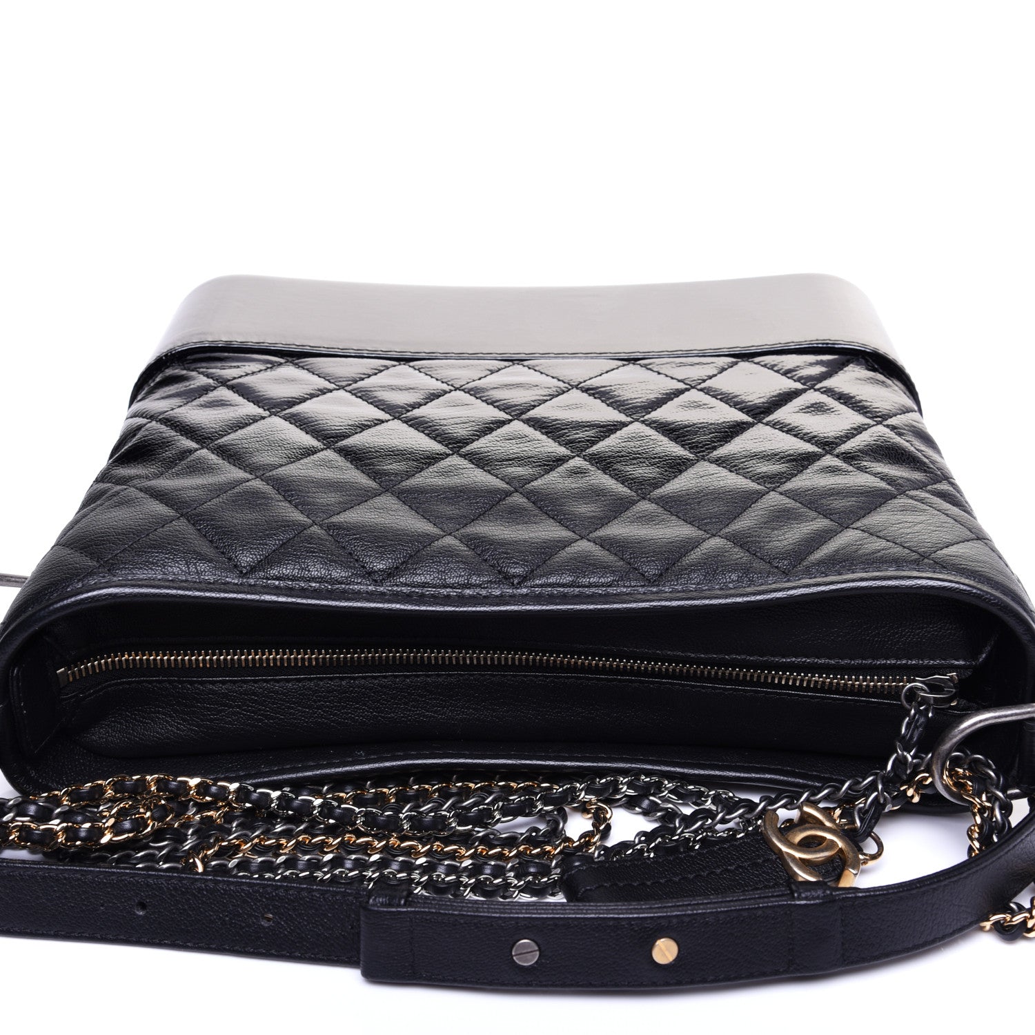 Chanel Patent Goatskin Quilted Medium Gabrielle Hobo Black 11 of 14