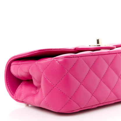 Chanel Lambskin Quilted Mini Crystal Top Handle Rectangular Flap Dark Pink 10 of 12