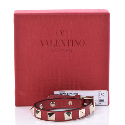 Valentino Garavani Vitello Rockstud Bracelet Red 7 of 7