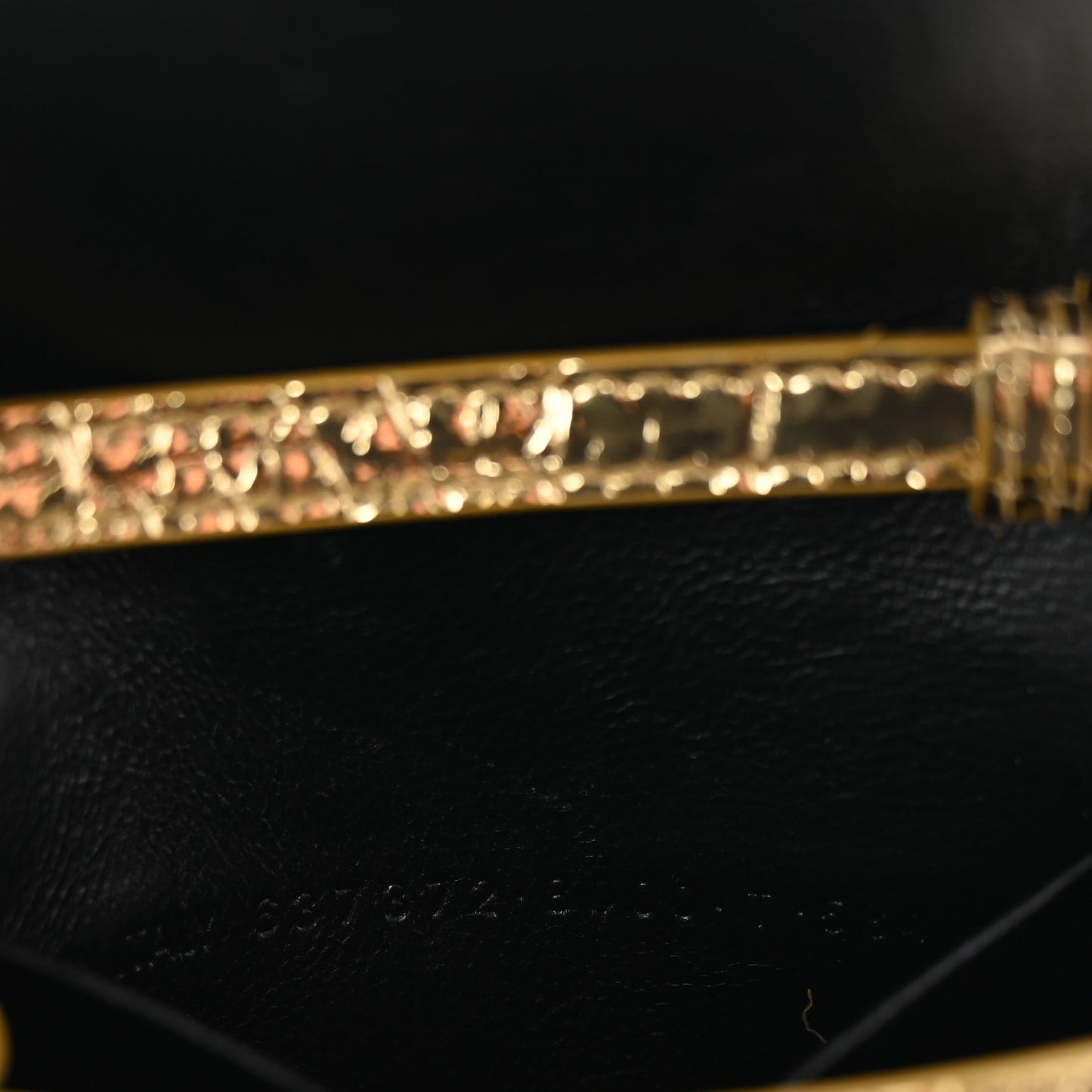 Metallic Calfskin Crocodile Embossed Hourglass Top Handle Bag Mini Gold