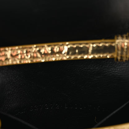 Balenciaga Metallic Calfskin Crocodile Embossed Hourglass Top Handle Bag Mini Gold 8 of 14