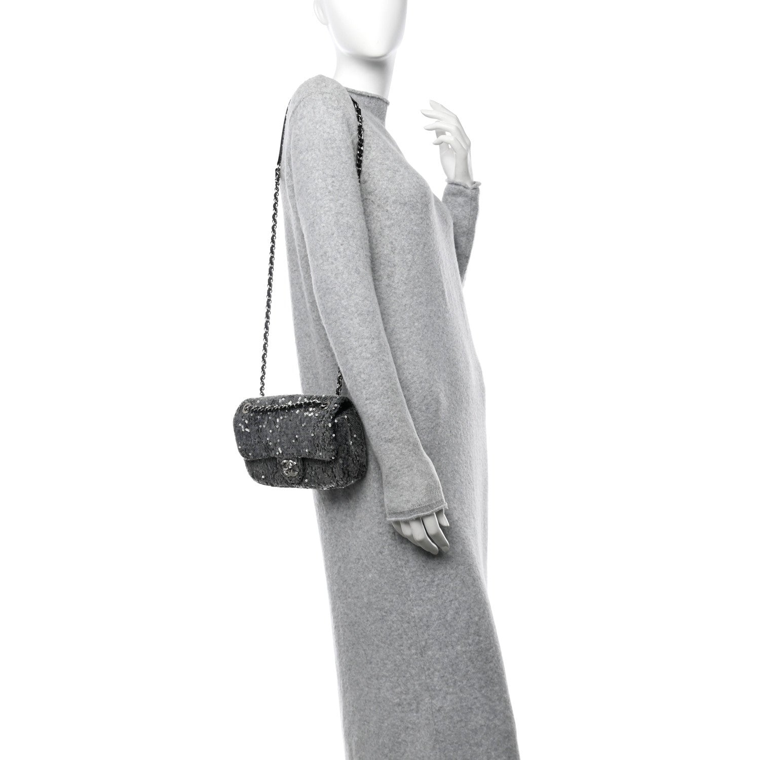 Chanel Sequin Small Single Flap Silver 2 of 10