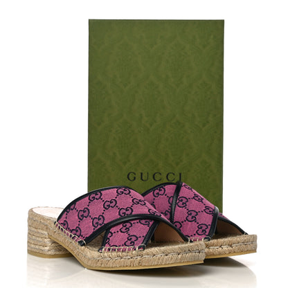 Gucci Monogram Multicolor Criss Cross Espadrille Sandals 41 Pink Blue 12 of 12
