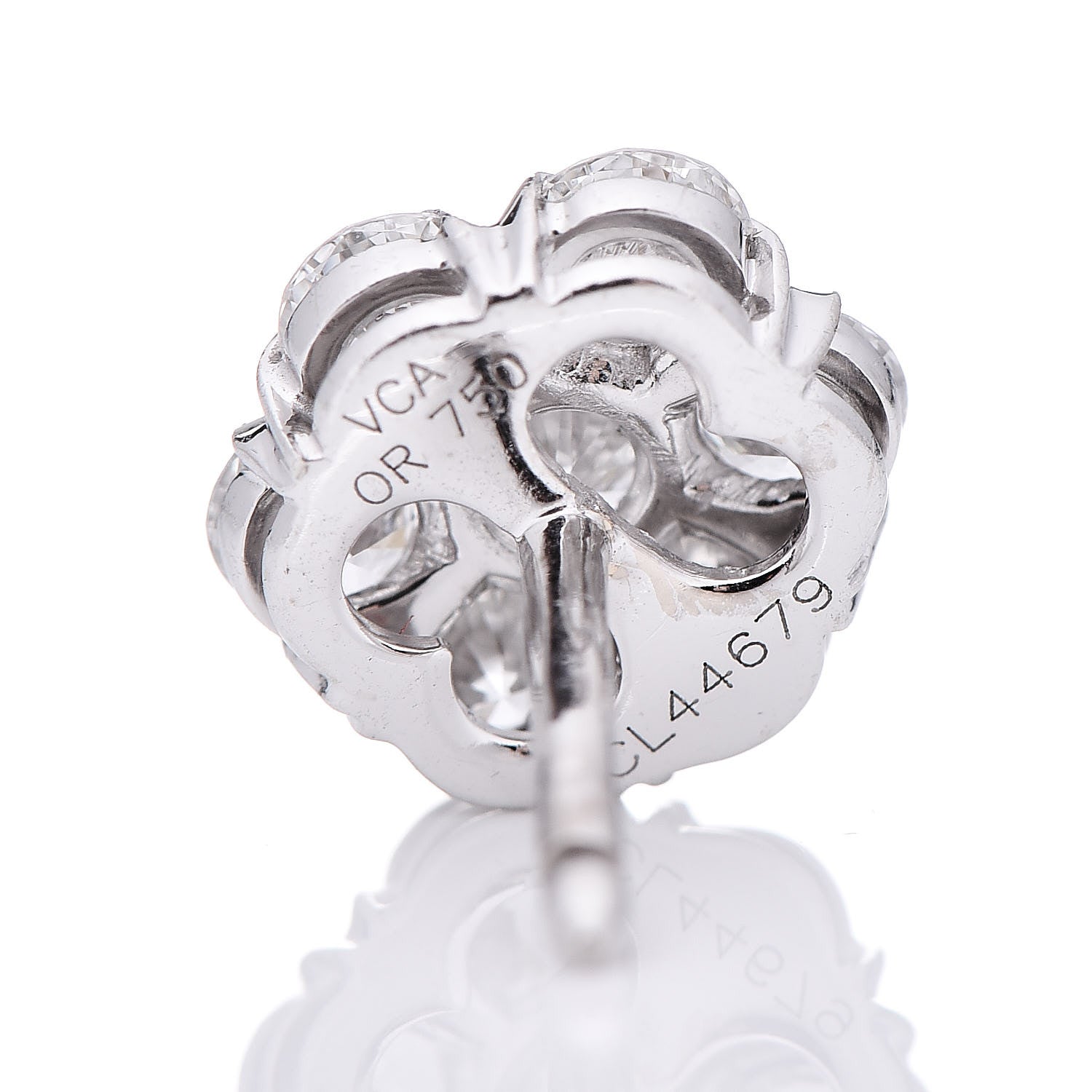 Van Cleef & Arpels 18K White Gold Diamond Fleurette Earrings 4 of 4