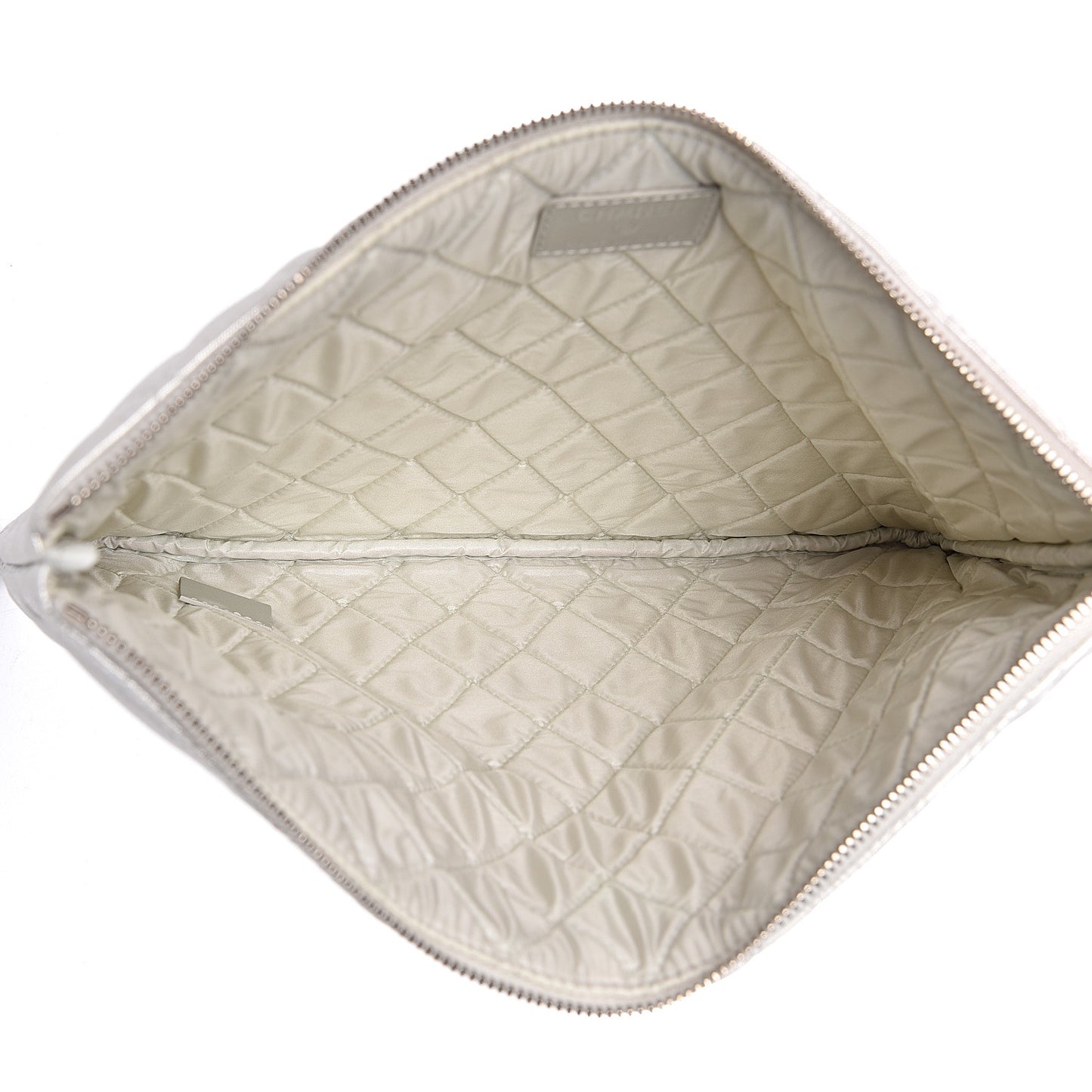 Metallic Lambskin Star Embossed Medium Cosmetic Pouch Light Silver