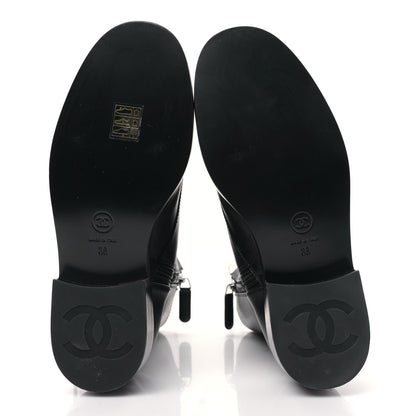 Chanel Calfskin Cap Toe Lace Up Combat Boots 38 Black 5 of 8
