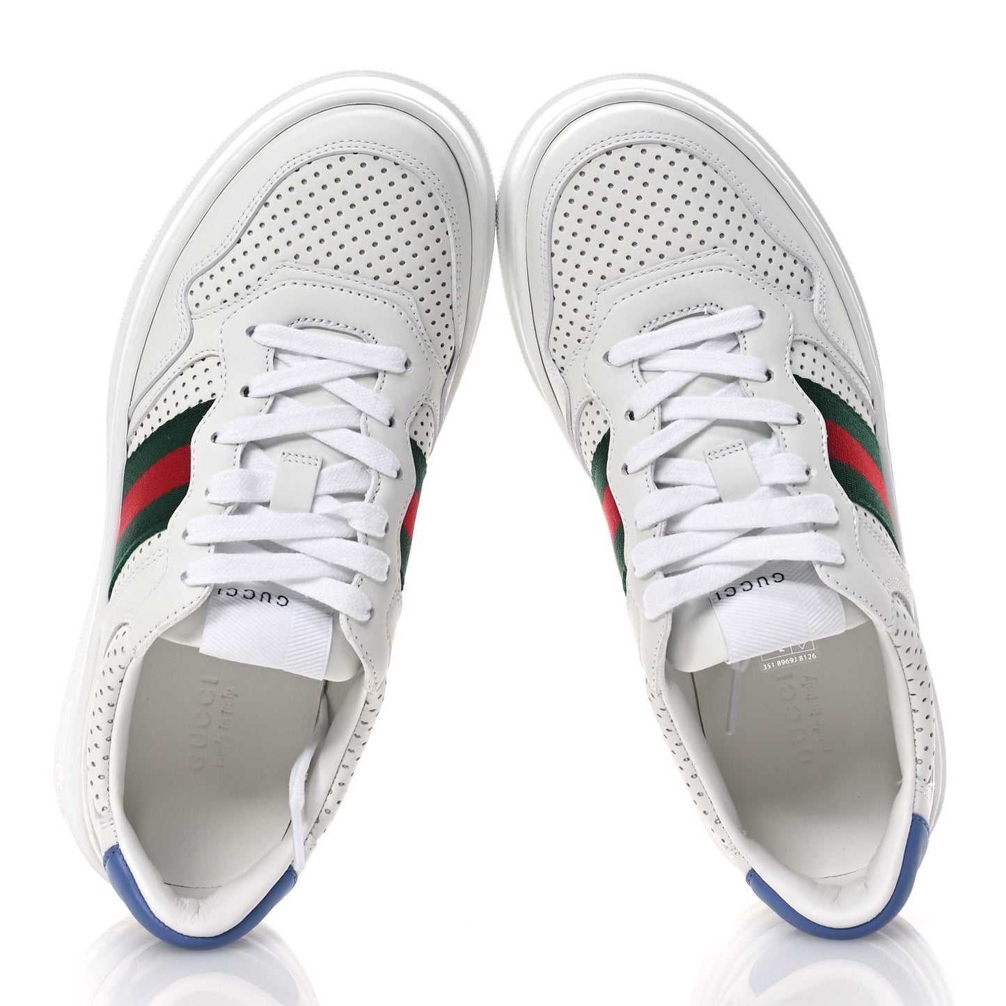 Calfskin Web Perforated Womens Platform 55mm Sneakers 38.5 White Bright Splash