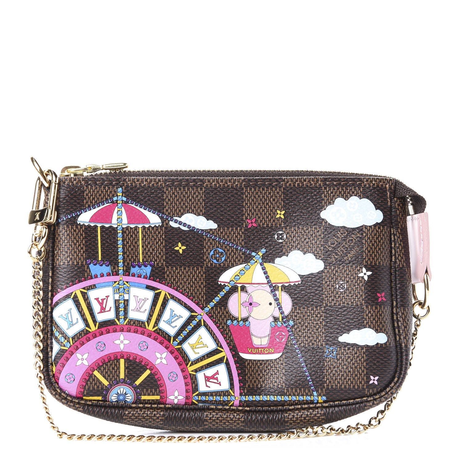 Louis Vuitton Damier Ebene 2020 Christmas Animation Big Wheel Mini Pochette Accessories Rose Ballerine 1 of 11
