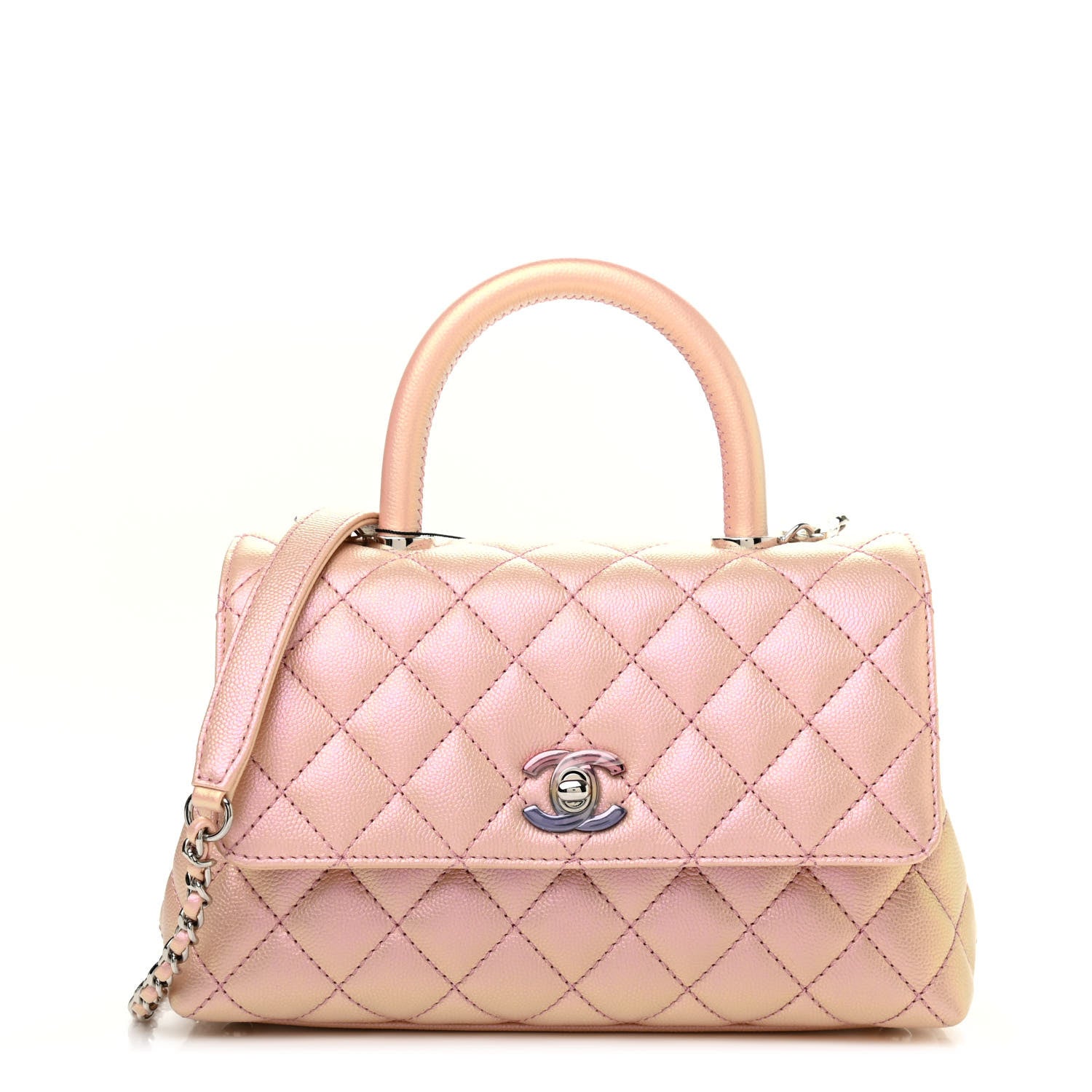 Chanel Iridescent Caviar Quilted Mini Coco Handle Flap Pink 1 of 9
