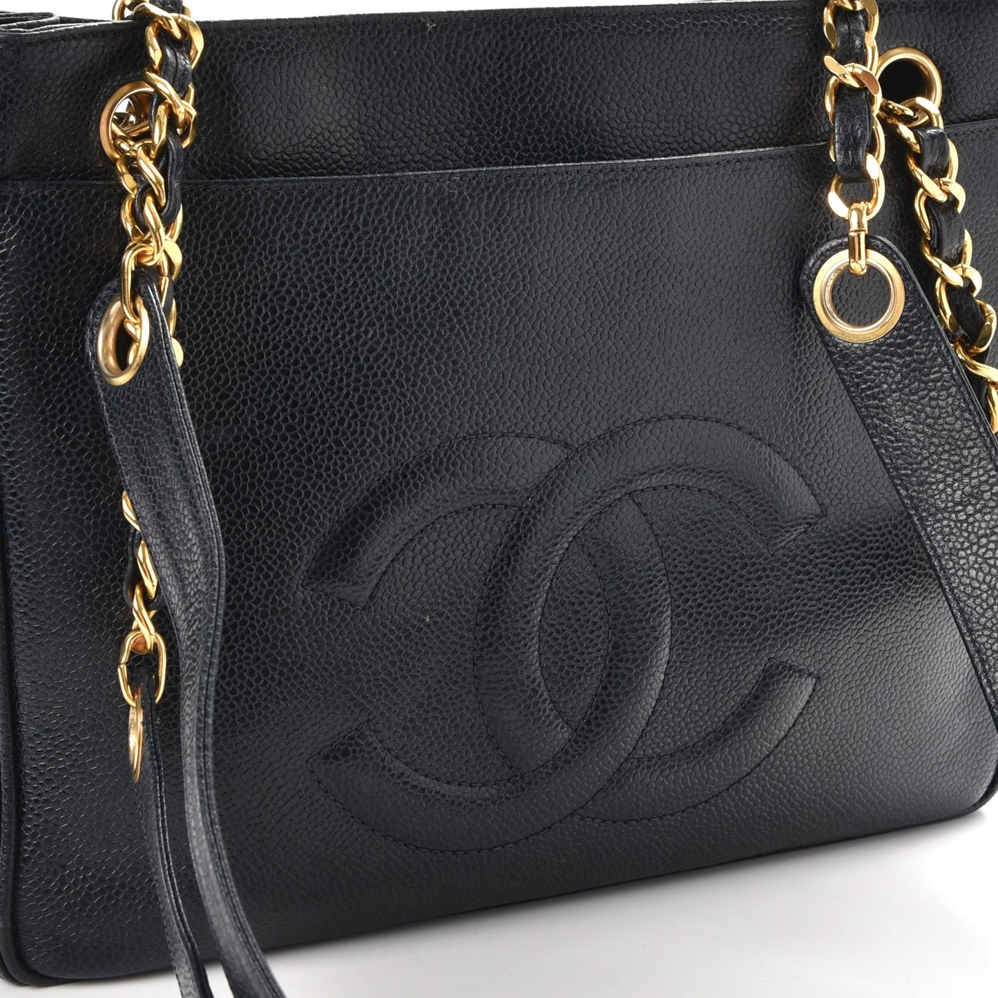 Caviar Flap Shoulder Bag Navy Blue