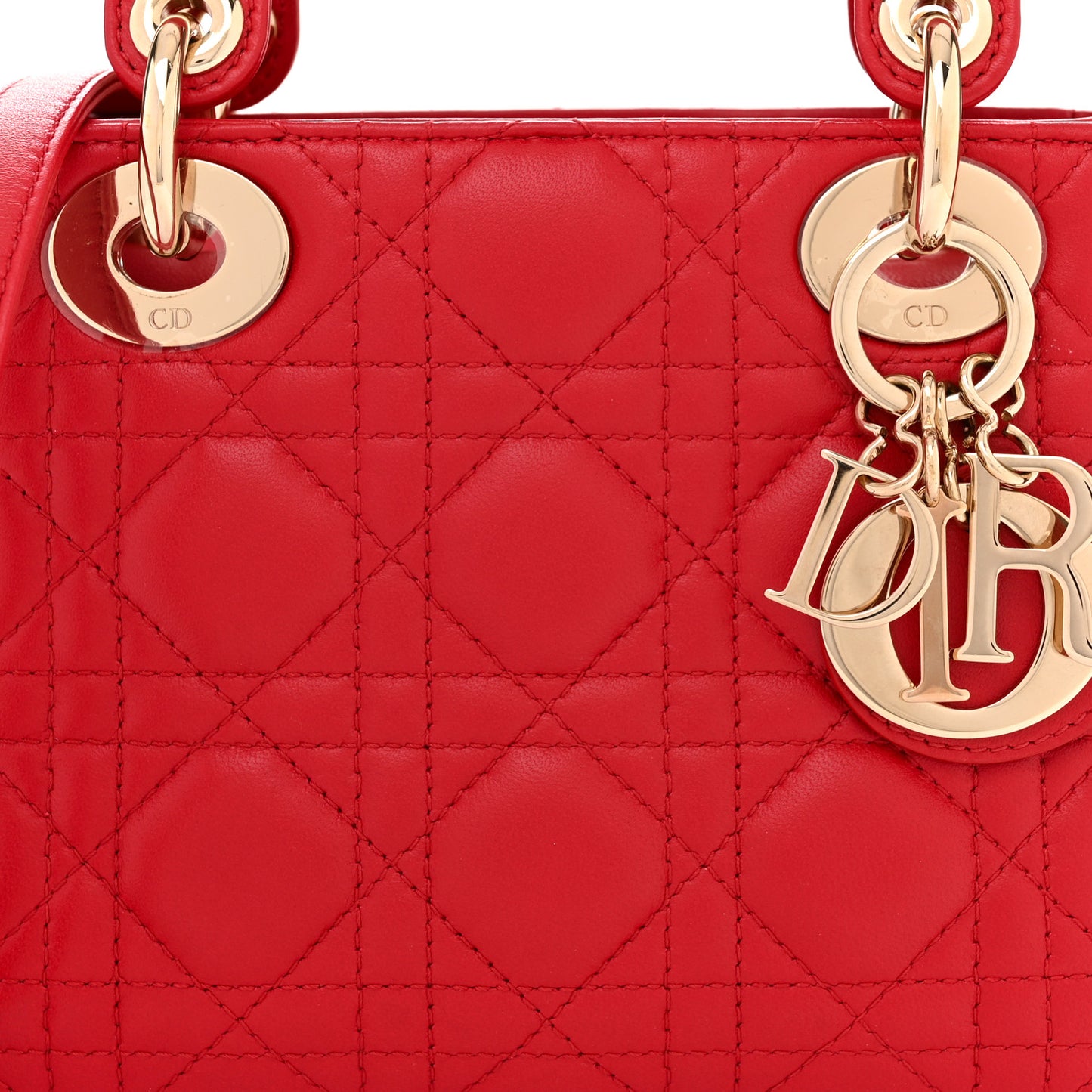 Lambskin Cannage Mini Lady Dior Red
