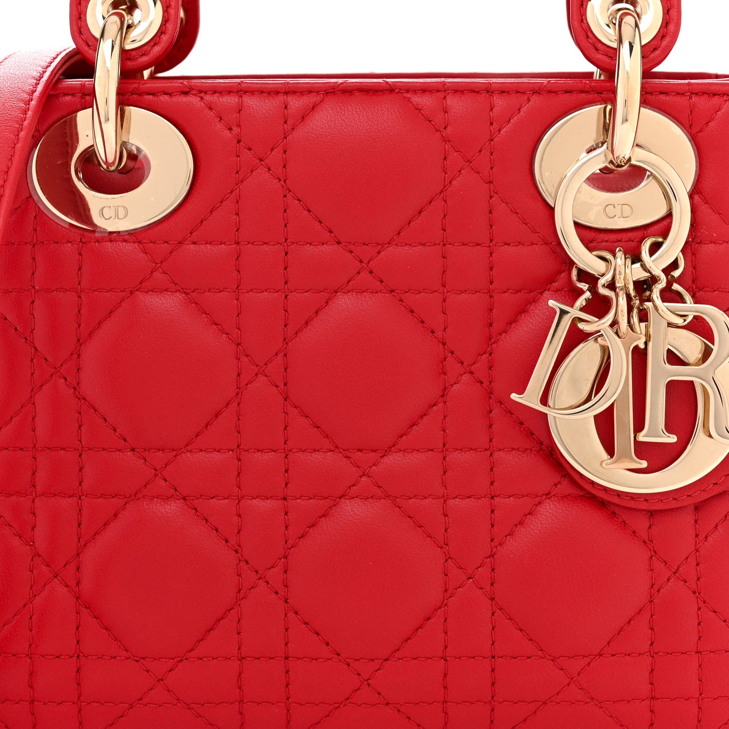 Christian Dior Lambskin Cannage Mini Lady Dior Red 8 of 11
