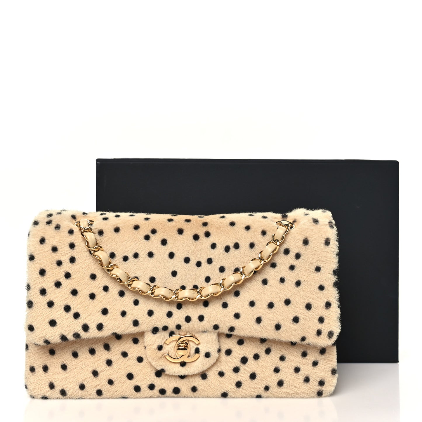 Pony Hair Cheetah Printed Creative Fabrics Flap Light Beige Black