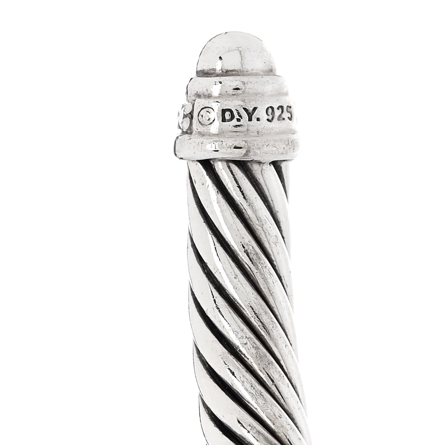 David Yurman Sterling Silver Diamond 5mm Cable Classics Dome Bracelet 3 of 3