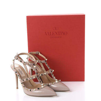 Valentino Garavani Patent Nappa Rockstud Ankle Strap 100mm Pumps 36.5 Poudre 13 of 13