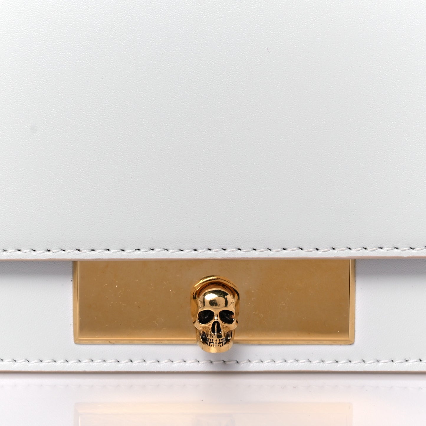 Calfskin Skull Lock Mini Crossbody Bag White