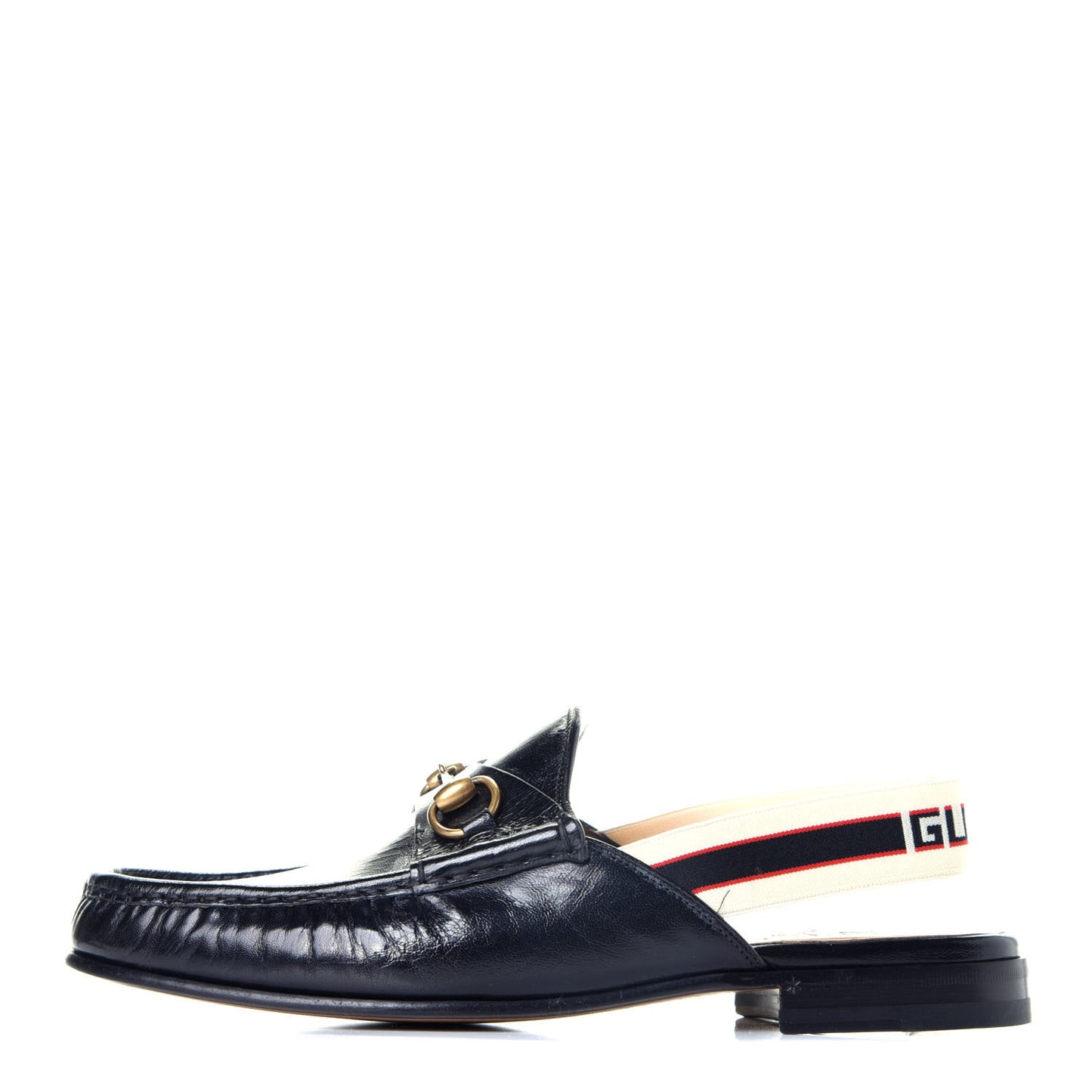 Goatskin Stripe Mens Horsebit Slingback Slippers 10 Black