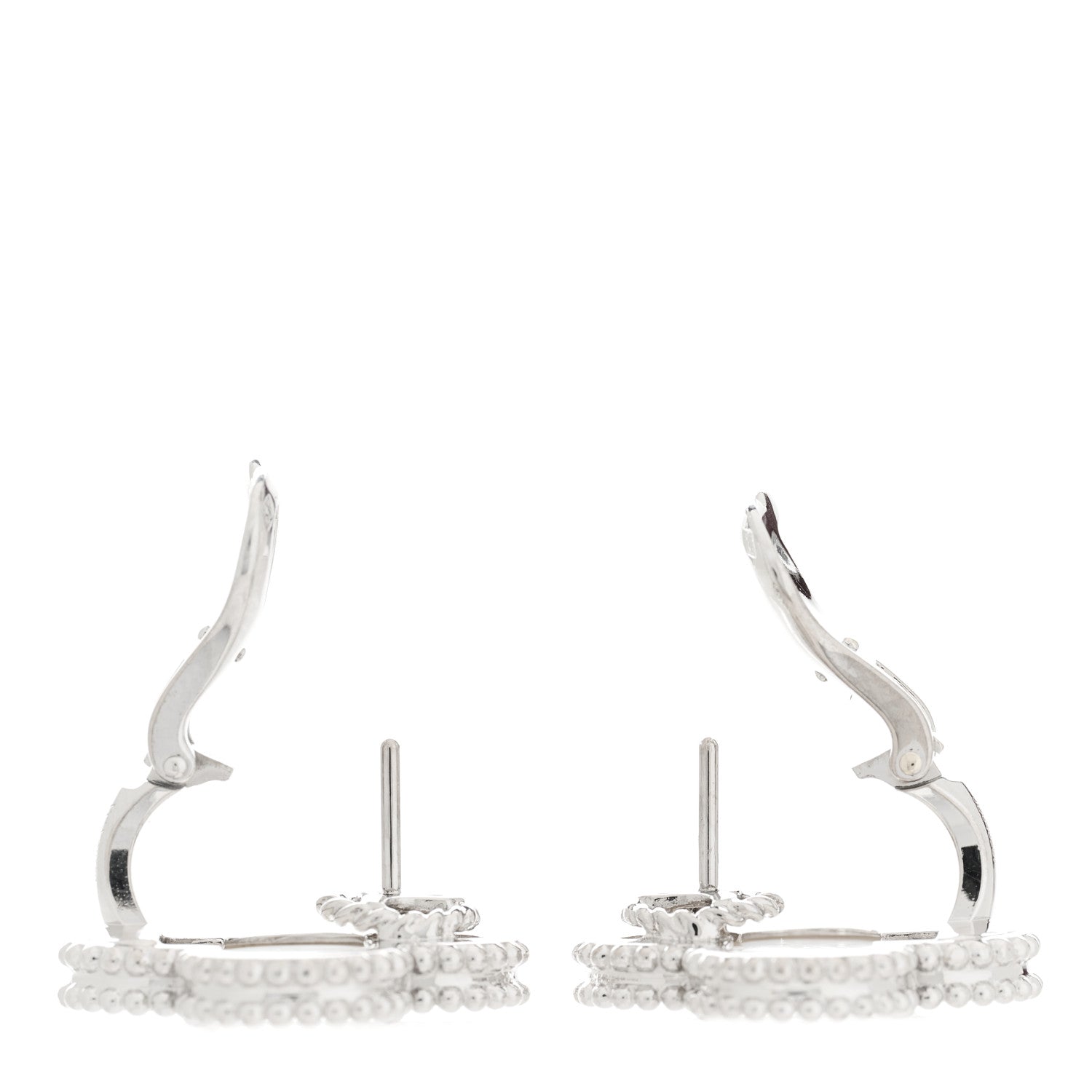 Van Cleef & Arpels 18K White Gold Mother of Pearl Magic Alhambra Earrings 4 of 5