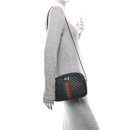 Gucci Calfskin Web Trapuntata Small GG Shoulder Bag Black 2 of 12