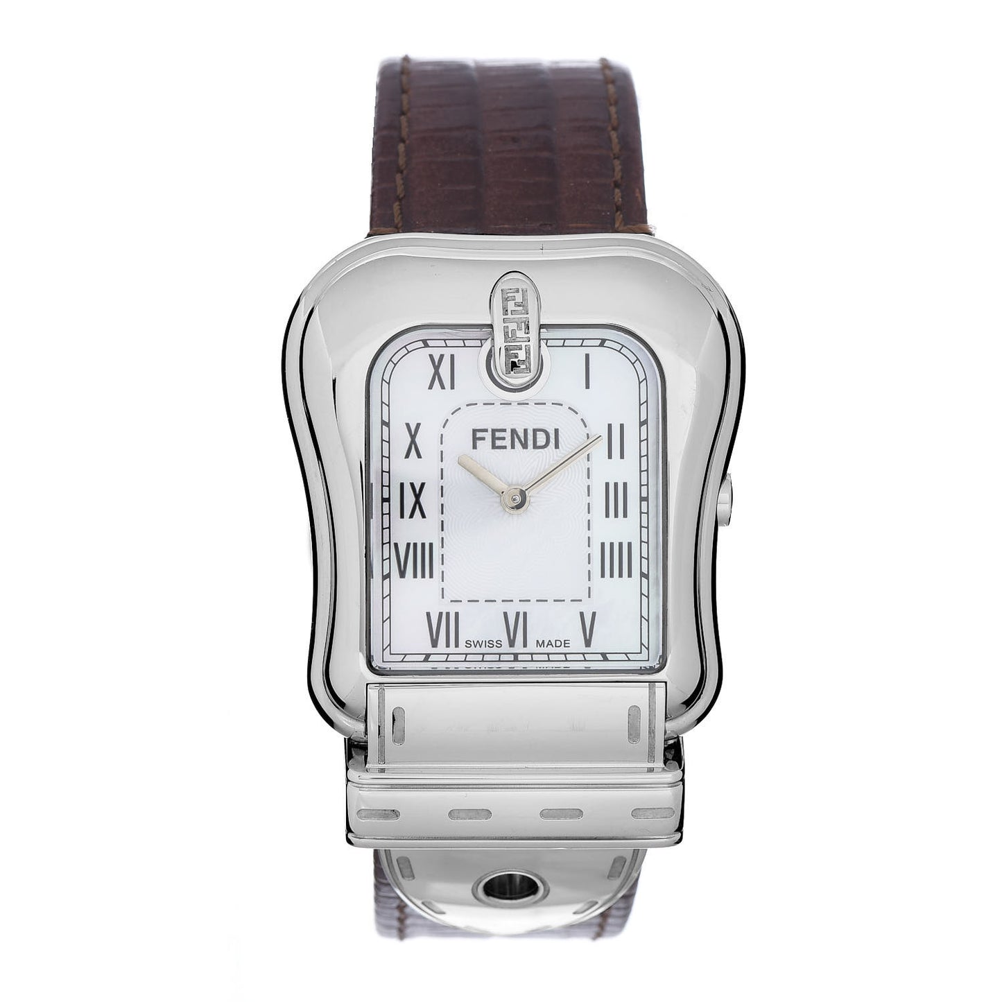 Stainless Steel Calfskin Mother of Pearl 33mm B.Fendi Buckle Quartz Watch