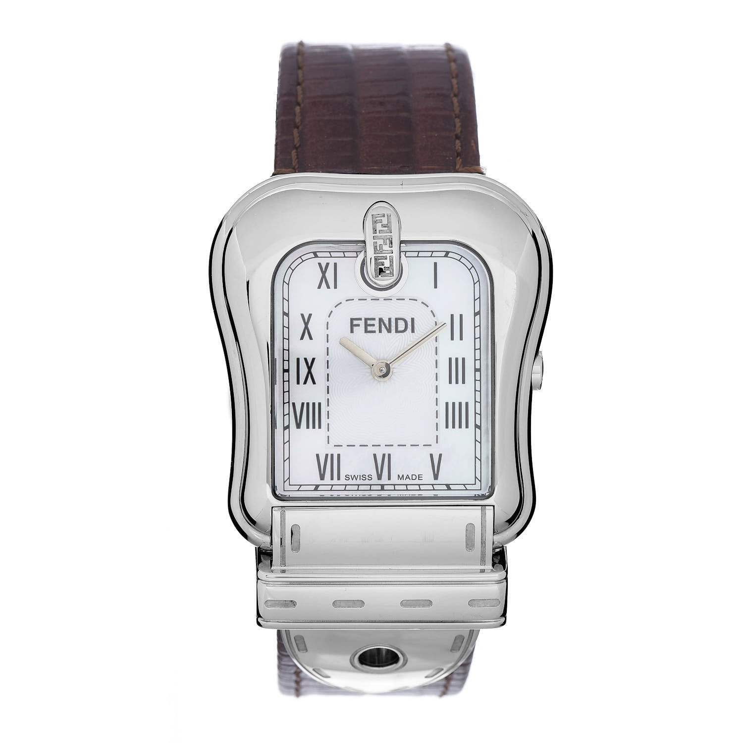 Fendi Stainless Steel Calfskin Mother of Pearl 33mm B.Fendi Buckle Quartz Watch 1 of 6
