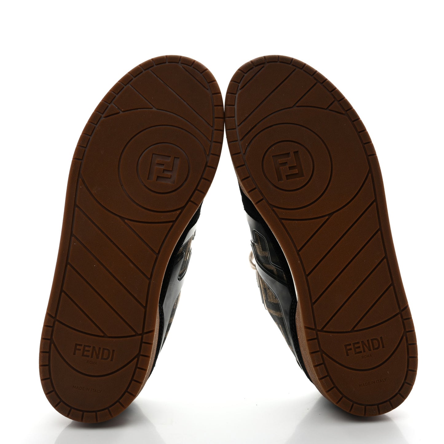 Suede Calfskin Zucca Fendi Match Low Top Sneakers 40 Tobacco Black