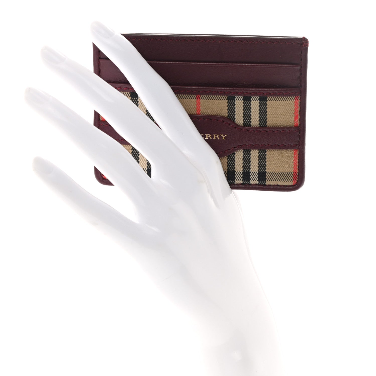 Burberry Smooth Calfskin 1983 Knight Check Card Case Antique Red 2 of 6