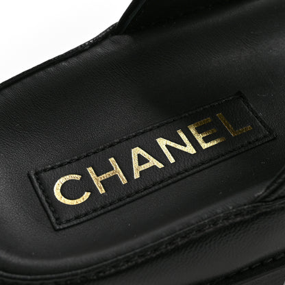 Chanel Crumpled Shiny Lambskin Velcro Dad Sandals 36 Black 6 of 8