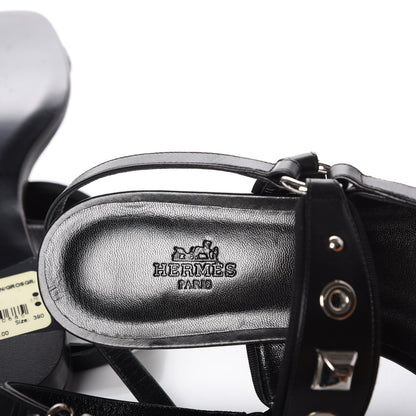 Hermes Calfskin Grosgain Obsession Sandals 39 Black 7 of 9