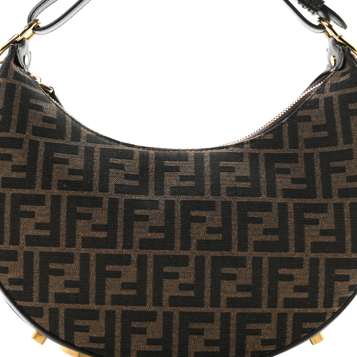 Fendi Fabric Jacquard Vitello Grace FF 1974 Small Fendigraphy Hobo Bag Tobacco Moro Ebano 8 of 10