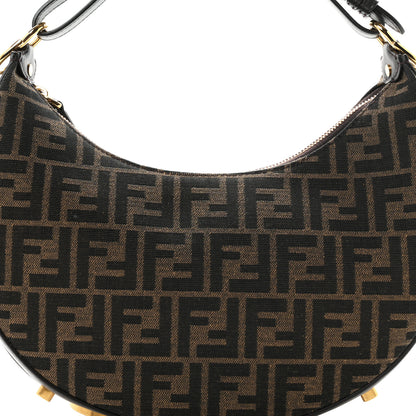 Fendi Fabric Jacquard Vitello Grace FF 1974 Small Fendigraphy Hobo Bag Tobacco Moro Ebano 8 of 10